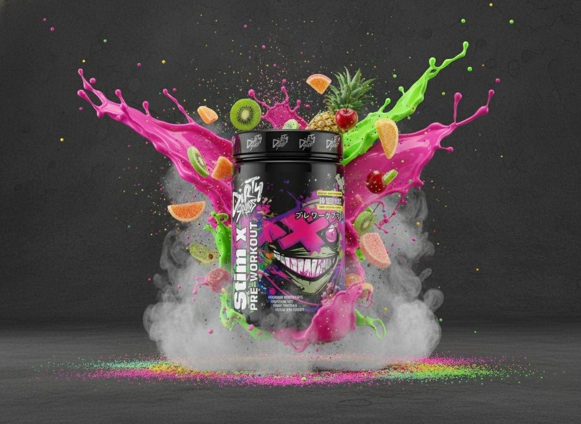 Dirty Squads StimX Pre-Workout Hardcore 300g – Énergie Explosive Focus Laser & Congestion - Tutti Fruity