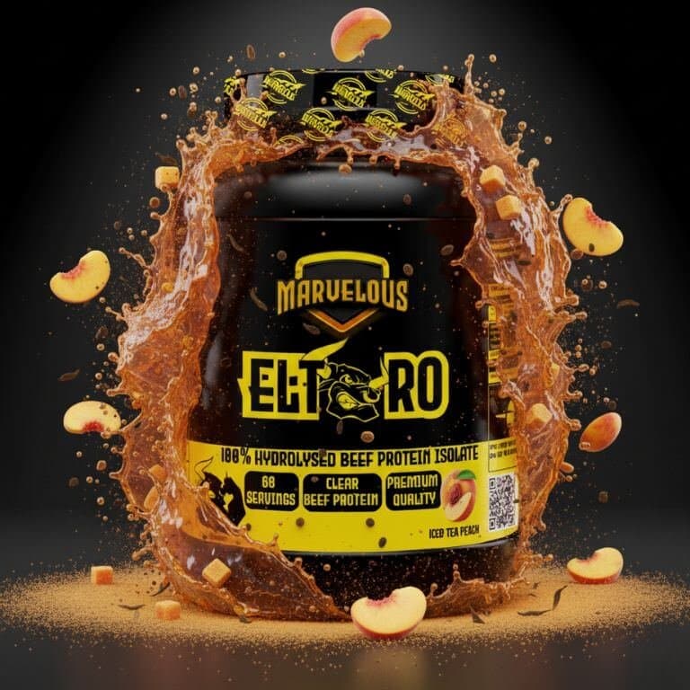Marvelous El Toro 100% Isolat de Protéine de Bœuf Hydrolysée 1.8kg – 0 Lactose 0 Graisse - Ice tea peach