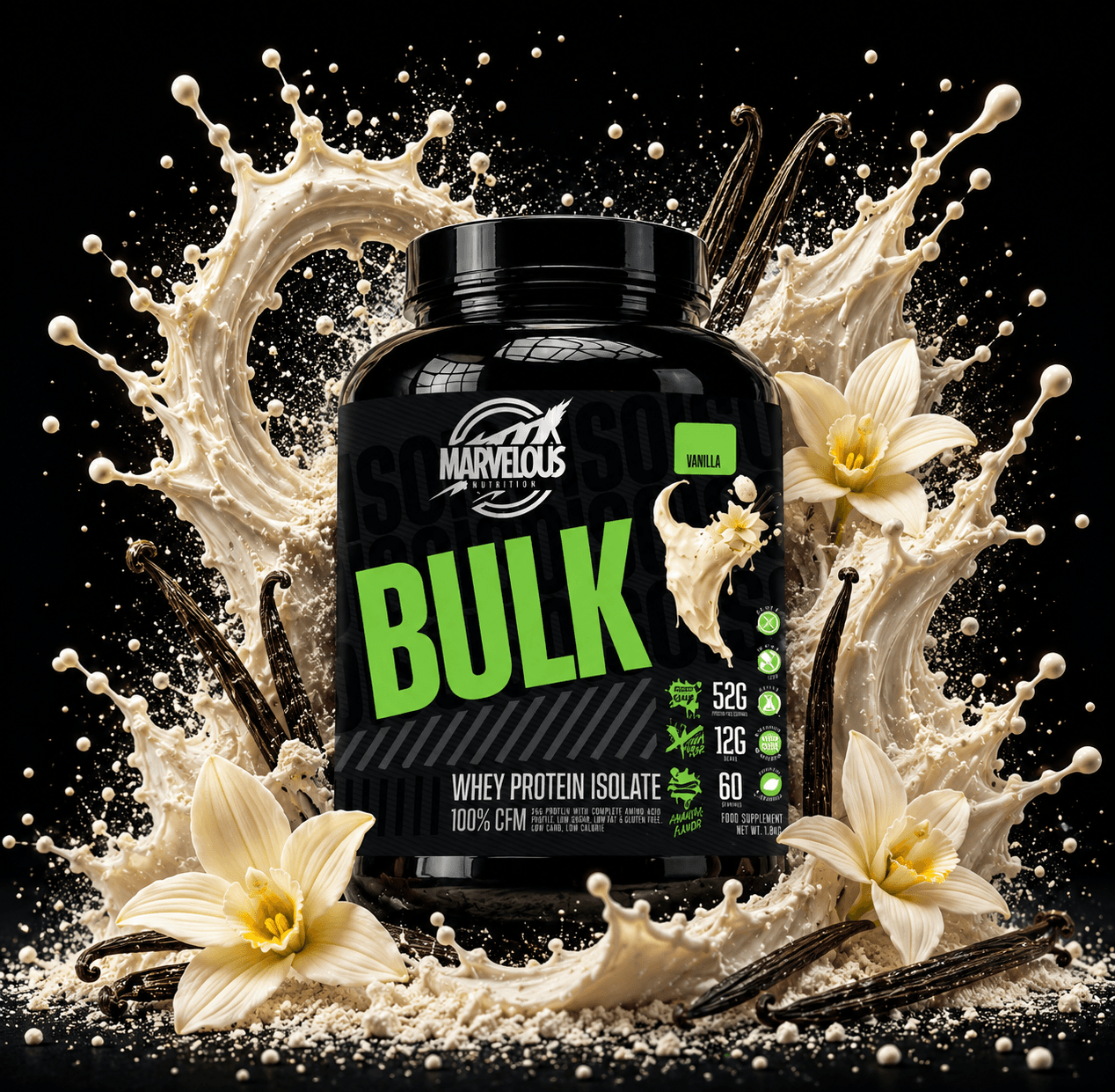 Marvelous ISO Bulk Whey Biologique 2kg – Protéine de Lactosérum Bio Microfiltrée Sans Arôme Artificiel - Vanilla