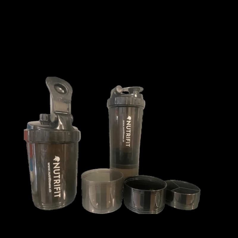 NutriFitness Shaker Anti-Grumeaux 600ml avec Compartiments – 100% Étanche Sans BPA