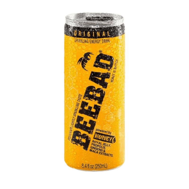 BeeBad Boisson Énergétique Naturelle au Miel 250ml – Caféine Naturelle Maca & Gelée Royale