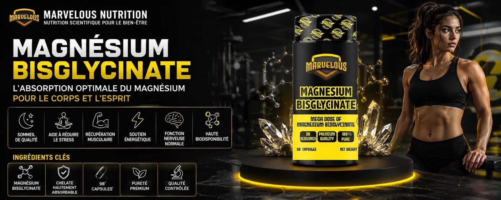 Magnésium Bisglycinate Chélaté 90 Gélules