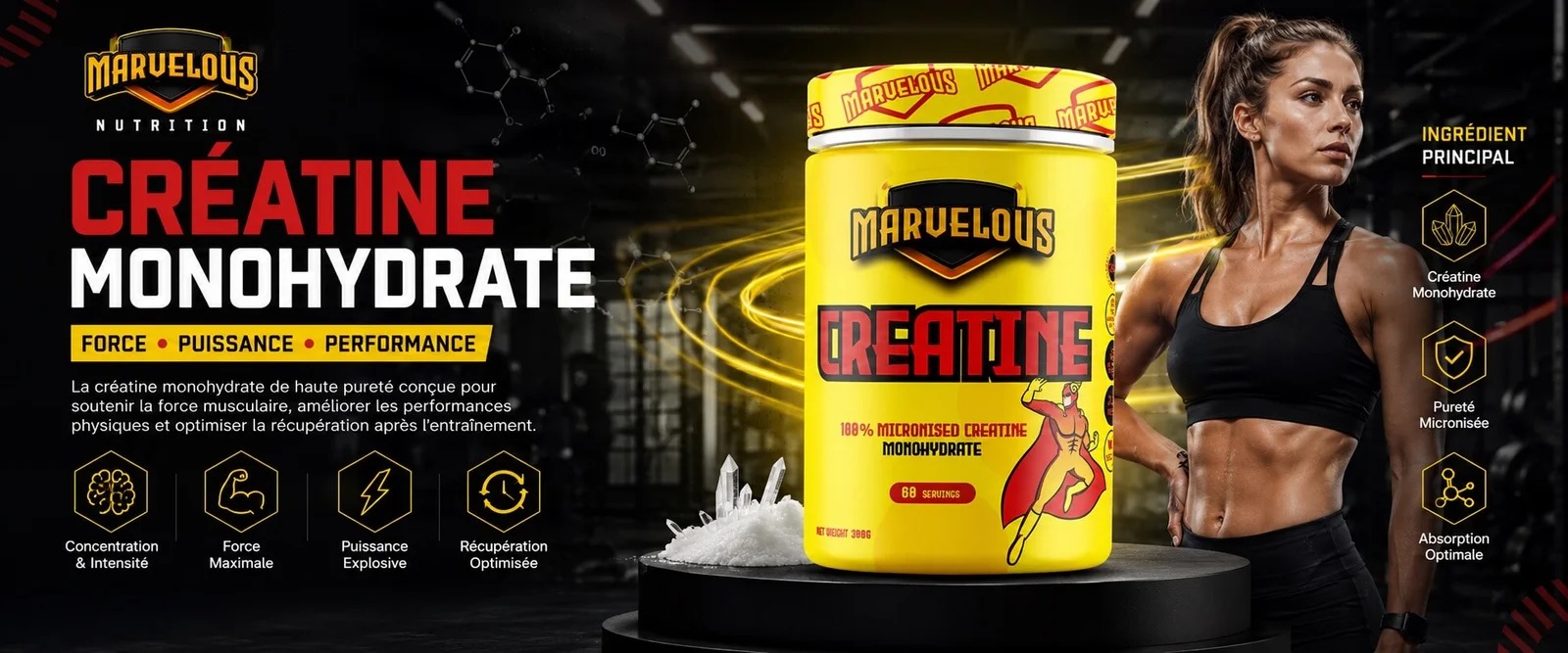 Créatine Monohydrate 100% Micronisée 300g