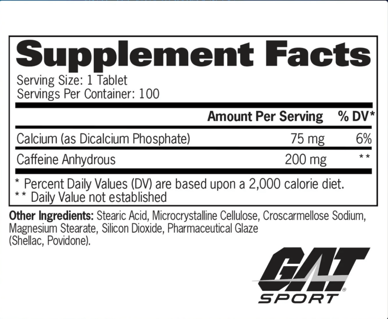 CAFEIN 100 TABS NUTRITION