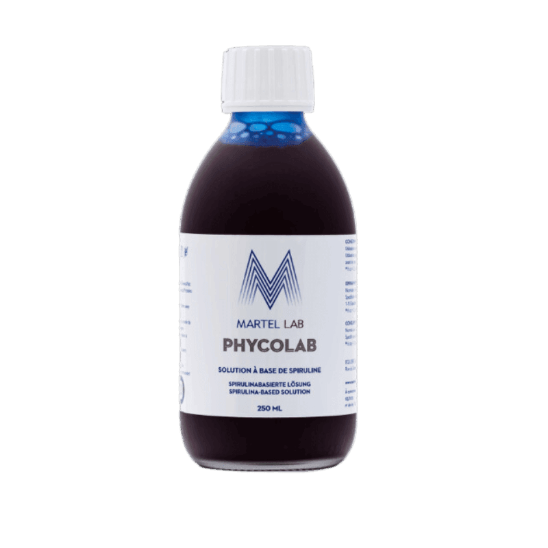 Source de spiruline 60ml, concentré pour une meilleure récupération et performance musculaire.