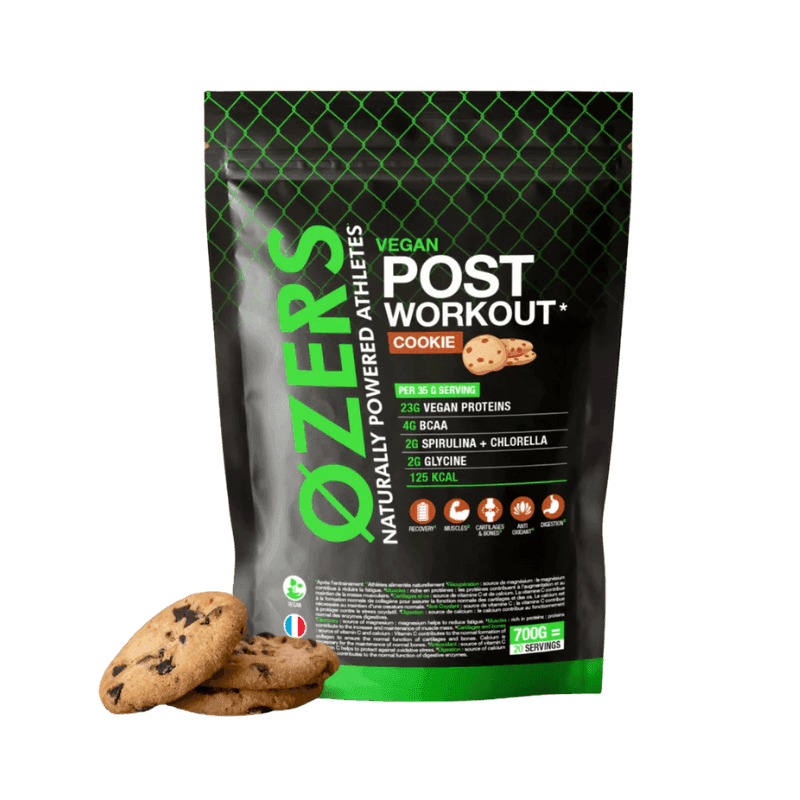 OZER Post Workout Protéine Végétale Cookie - Complément vegan riche en protéines, BCAA, spiruline et vitamine C"