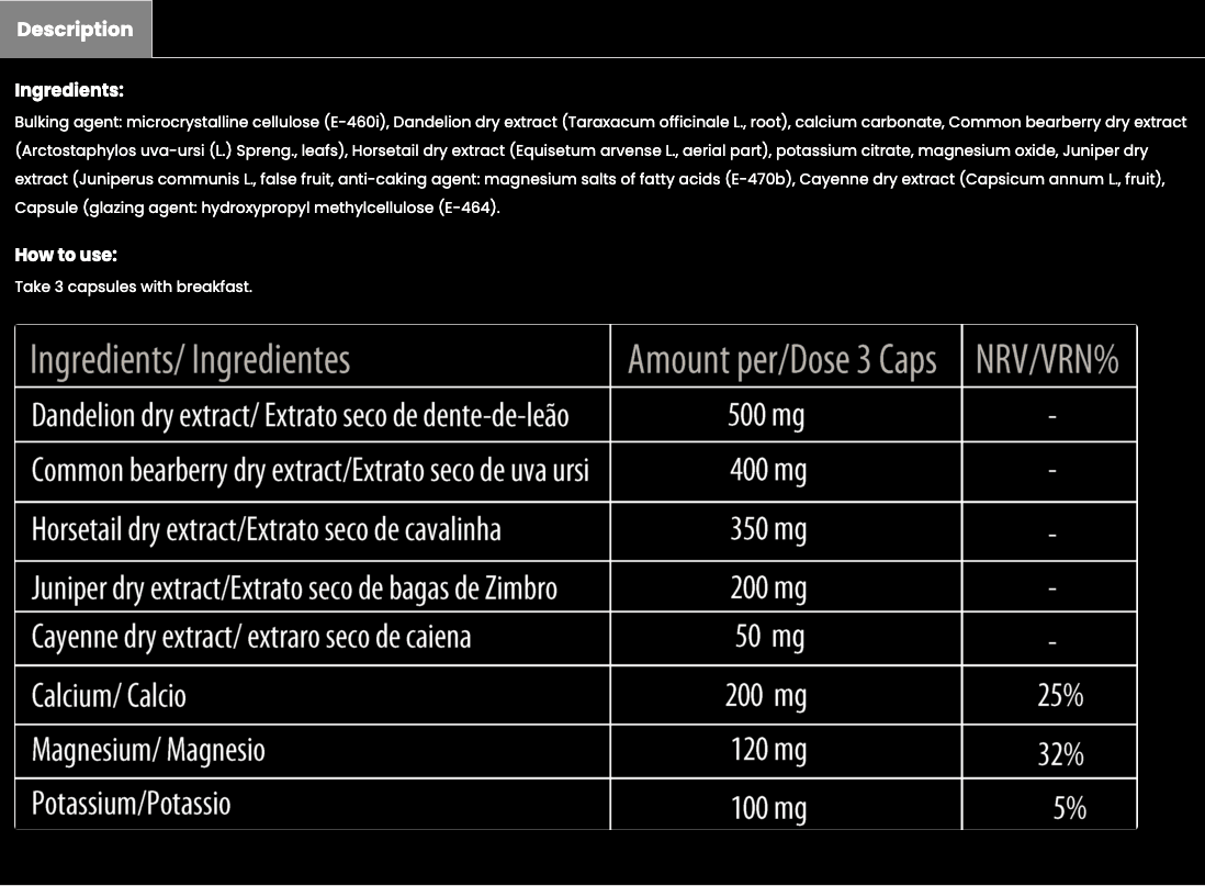 STAGE DIURÉTIQUE – Complément drainage rétention d’eau NutriFitness 45 gélules